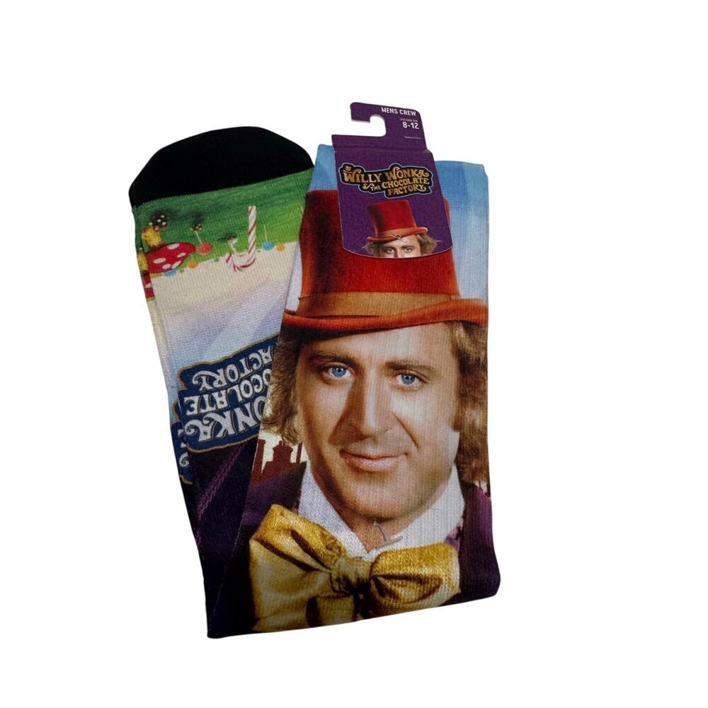 WILLY WONKA Single pair of Men's Crew Socks NWT Fits Shoe Size 8 - 12